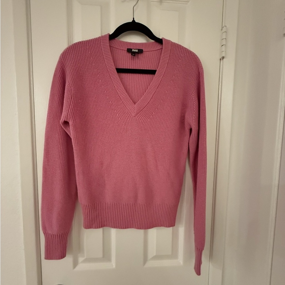 Paige Fuchsia Knit V Neck Sweater, Excellent Condition, XS